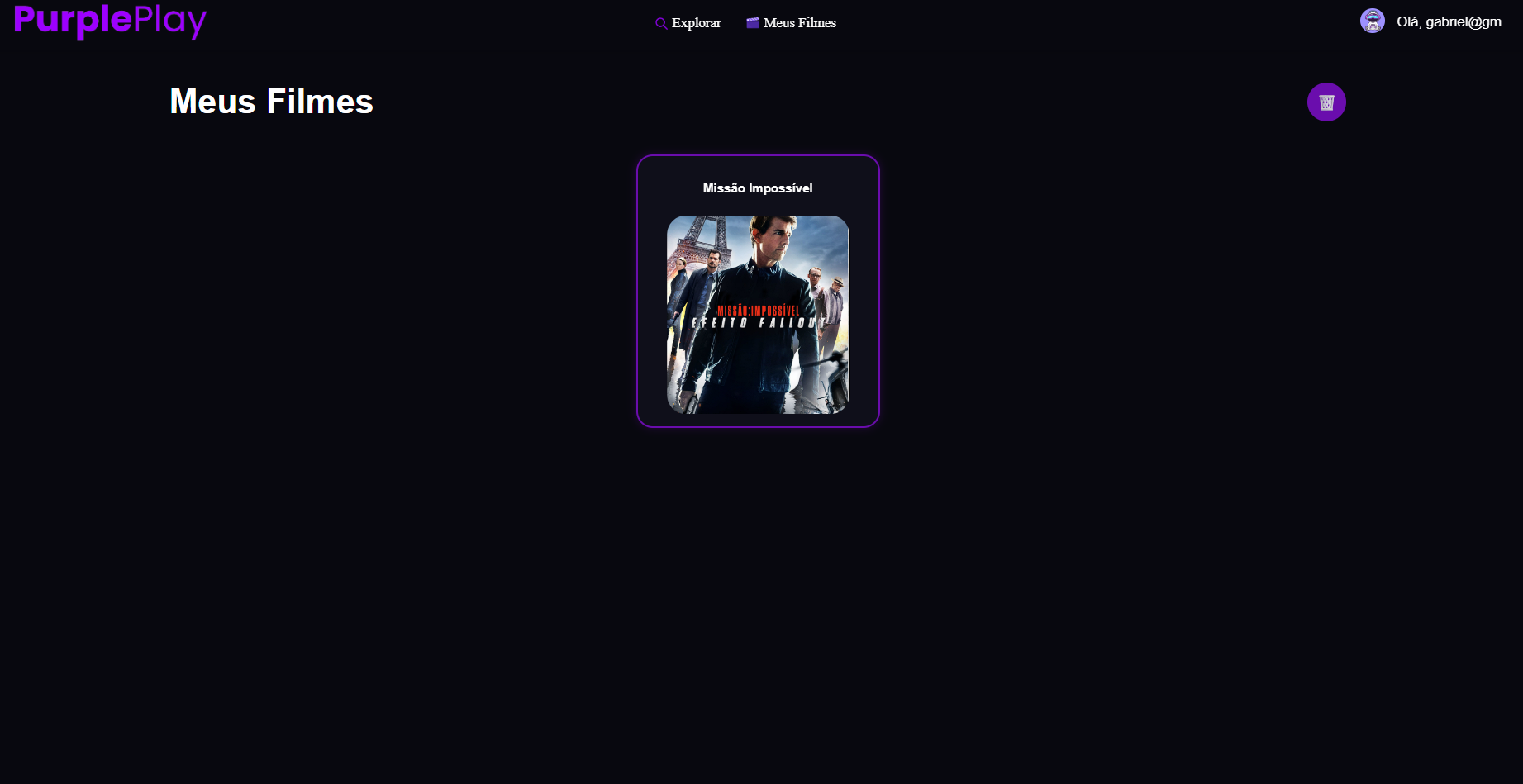 Tela de gerenciamento de fila no PurplePlay