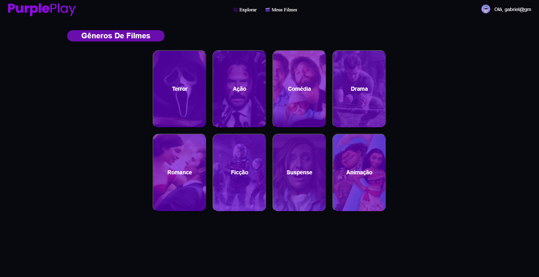 Tela principal do PurplePlay